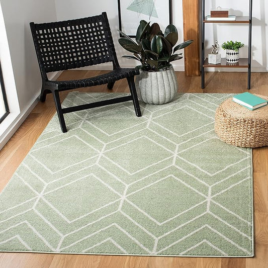 SAFAVIEH Adirondack Collection Accent Rug - 4' x 6', Sage & Ivory, Modern Geometric Design, Non-Shedding & Easy Care, Ideal for High Traffic Areas in Entryway, Living Room, Bedroom (ADR241Y)