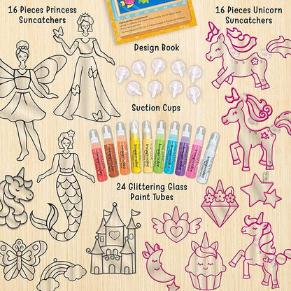 Imagimake Window Art Princess & Unicorn | Suncatcher Kit | Unicorn Toys for Girls Age 5-8 | Craft Kits for Girls Ages 8-12 | Gifts for 5 Year Old Girls