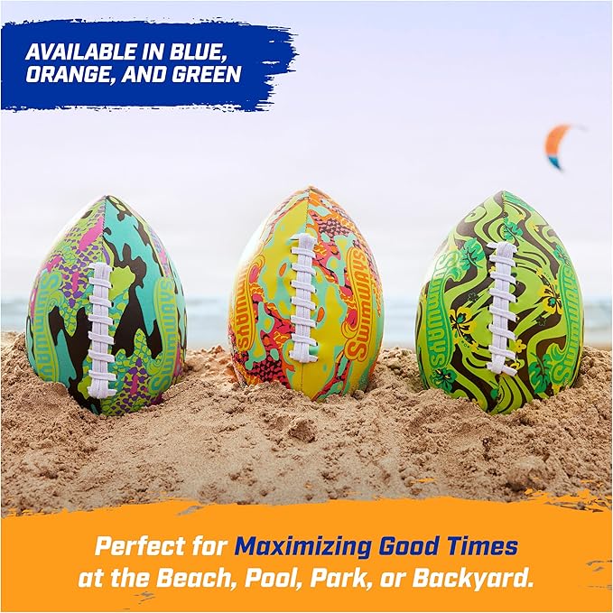 SwimWays Hydro Waterproof Football, Outdoor Games for Adults and Kids, Swimming Pool Accessories and Pool Party Games,9.25 Inches, Blue