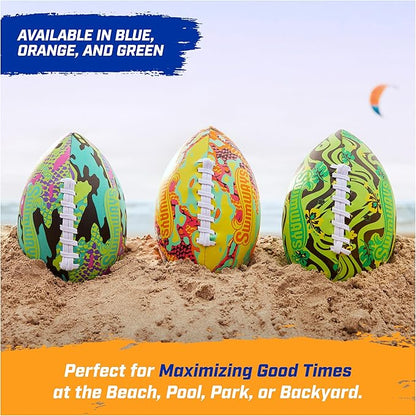 SwimWays Hydro Waterproof Football, Outdoor Games for Adults and Kids, Swimming Pool Accessories and Pool Party Games,9.25 Inches, Blue