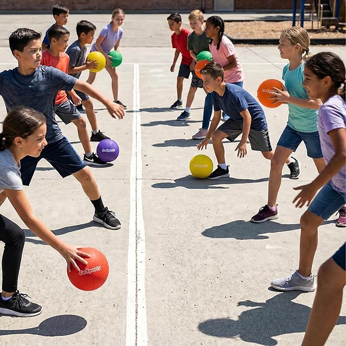 GoSports Inflatable Dodgeballs - Choose 5 Inch or 7 Inch No Sting Balls - Set of 6 Includes Ball Pump & Mesh Bag