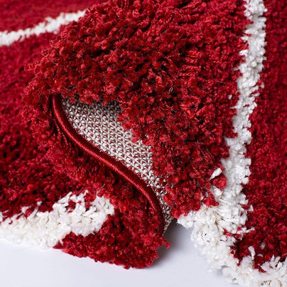 SAFAVIEH Hudson Shag Collection Accent Rug - 3' x 5', Red & Ivory, Trellis Design, Non-Shedding & Easy Care, 2-inch Thick Ideal for High Traffic Areas in Entryway, Living Room, Bedroom (SGH280R)