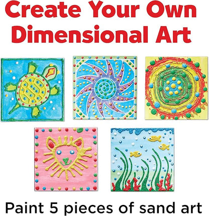 Faber-Castell 3D Sand Painting Kit for Kids: Create 5 Sand Art Pictures, DIY Arts and Crafts for Kids Ages 6-8+, Art Projects and Gifts for Girls and Boys, Red, Yellow, Green, Blue and White