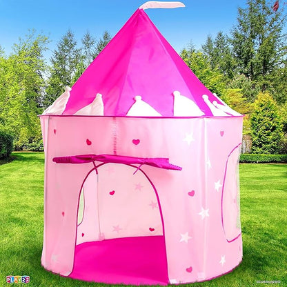 Play22 Play Tent Princess Castle Pink - Features Glow in The Dark Stars - Portable - Kids Pop Up Tent Foldable Into A Carrying Bag - Indoor and Outdoor Use - Original