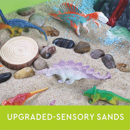 Dinosaur Sensory Bin,Dinosaur Toys for Toddler Boys and Girls,Include Glow in The Dark Dinosaur,Easy Storage Sensory Toys…