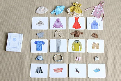 Montessori Language Materials Objects with Similar Cards 12pcs Mini Clothing Replicas with Cards