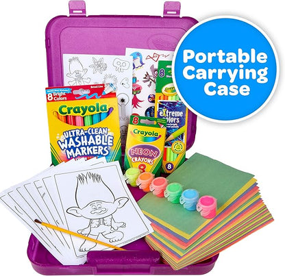 Crayola Trolls World Tour, Neon Create & Color Art Set, Over 70 Art Supplies, Gift for Kids, 5, 6, 7, 8