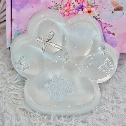 Big Taba Squishy Cat Paw, 5 in Large Paw Squeeze Toy Transparent & Milky White for Stress Relief and Relax, Sticky Squishies Fidget Toys for Party Favors Novelty Things Birthday Gift