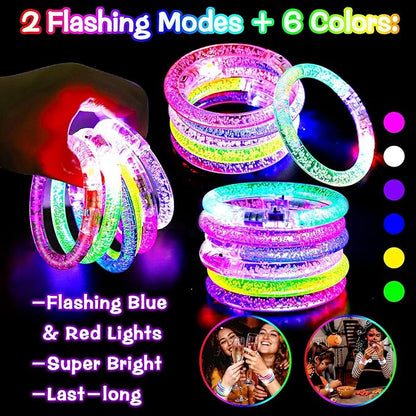 24 Pack Halloween Party Favors Bracelets Glow in the Dark Bracelets, Halloween Treats Party Favors Light Up Bracelet Halloween Glow Sticks Bracelet for Non Candy Treats Halloween Party Supplies