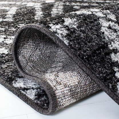 SAFAVIEH Adirondack Collection Runner Rug - 2'6" x 8', Black & Ivory, Modern Diamond Distressed Design, Non-Shedding & Easy Care, Ideal for High Traffic Areas in Living Room, Bedroom (ADR131A)