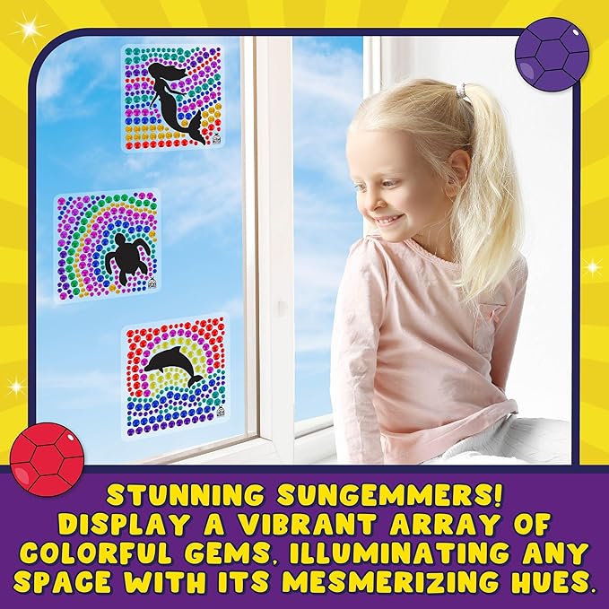 SUNGEMMERS Gem Window Art Suncatcher Kit for Kids 6-8 9 10 11 12 - Birthday Gifts for 7 Year Old Girl, Fun Diamond Art Easter Mermaid Gifts for Girls - Arts & Crafts for Kids, Toys for Ages 5-7