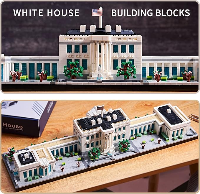 KLMEi Architecture Sets for Adults White House U.S. Capital Collection Building Kit Micro Blocks Famous Landmark, Mini Bricks Toys Presents for Kids 3520 PCS