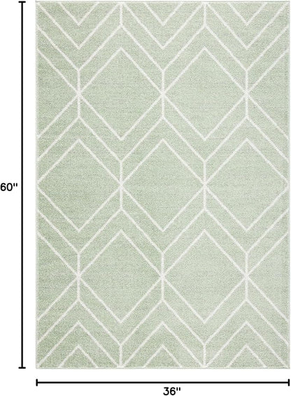 SAFAVIEH Adirondack Collection Accent Rug - 3' x 5', Sage & Ivory, Modern Geometric Design, Non-Shedding & Easy Care, Ideal for High Traffic Areas in Entryway, Living Room, Bedroom (ADR241Y)