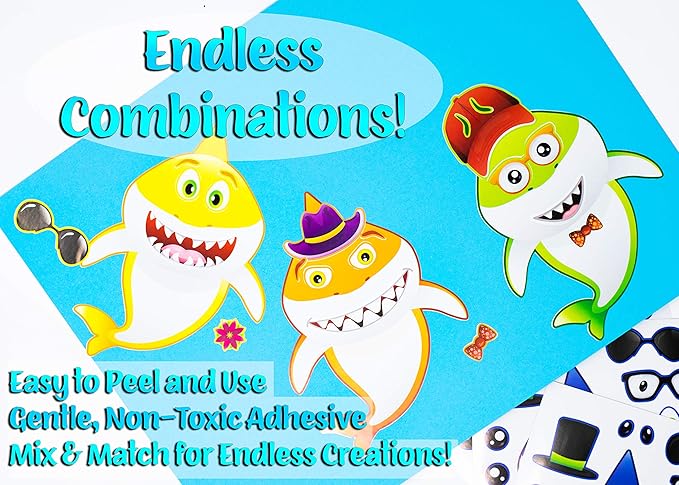 24 Make A Shark Stickers For Kids - Great For Birthday Party Favors, Decorations, & Prizes - Let Your Kids Get Creative & Design Their Favorite Shark Stickers – Fun Kids Craft Activity