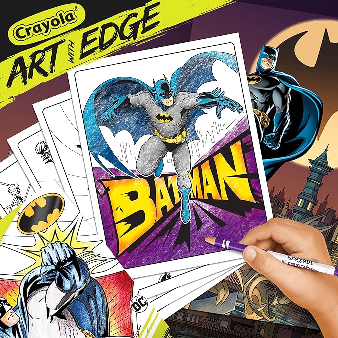 Crayola Art with Edge Batman Coloring Pages (28pgs), Includes 1 Batman Poster, Adult Coloring, Batman Collectable, Batman Gift