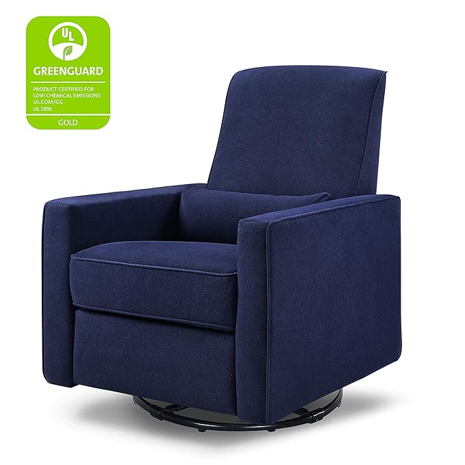 DaVinci Piper Upholstered Recliner and Swivel Glider in Navy, Greenguard Gold & CertiPUR-US Certified