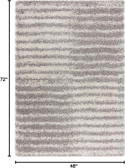 SAFAVIEH Hudson Shag Collection Accent Rug - 4' x 6', Grey & Ivory, Non-Shedding & Easy Care, 2-inch Thick Ideal for High Traffic Areas in Entryway, Living Room, Bedroom (SGH298F)