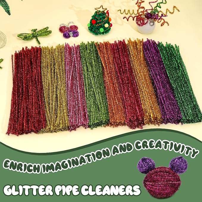 Pipe Cleaners, 100PCS Moss Green Pipe Cleaners Craft Supplies, Pipe Cleaners Bulk Fuzzy Sticks for DIY Art and Craft Projects Home Decoration