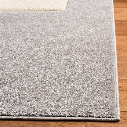 SAFAVIEH Carousel Kids Collection 8' Square Grey/Ivory CRK165B Elephant Non-Shedding Nursery Playroom Area Rug