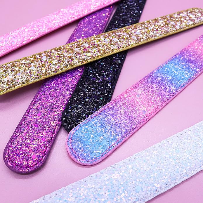 FROG SAC 6 Glitter Slap Bracelets for Girls, Sparkly Snap Bracelet Pack for Kids, Cute 90s Y2K Sparkle Party Favors for Teen Girl Fashion