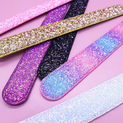 FROG SAC 6 Glitter Slap Bracelets for Girls, Sparkly Snap Bracelet Pack for Kids, Cute 90s Y2K Sparkle Party Favors for Teen Girl Fashion