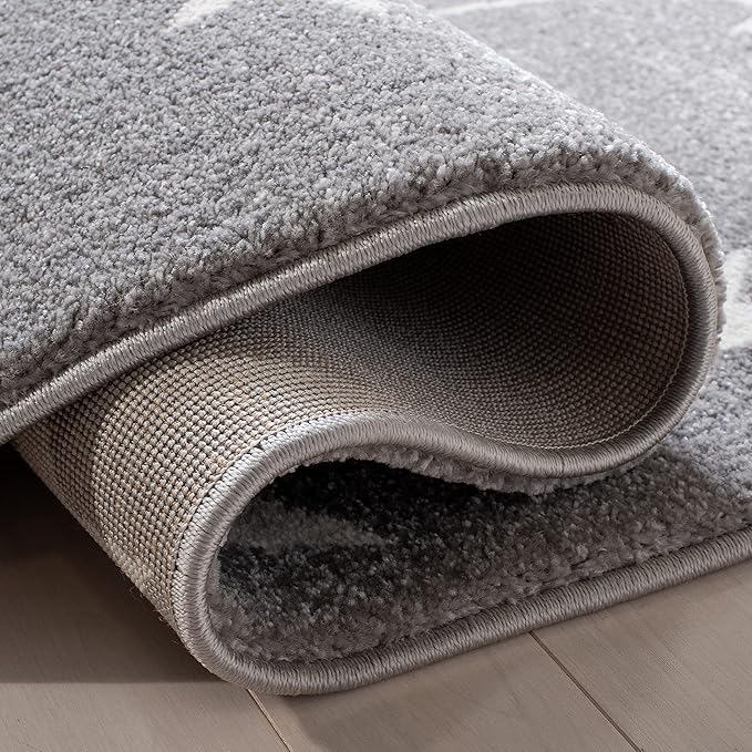 SAFAVIEH Carousel Kids Collection 5'3" Square Grey/Ivory CRK195F Koala Hug Non-Shedding Nursery Playroom Area Rug