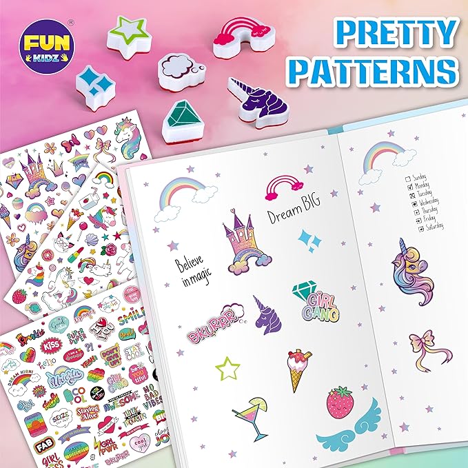 Unicorn Journal Kit for Girls 6-12, FunKidz Scrapbook Set for Teens Diary Kit for Girl Activities Creative Gifts