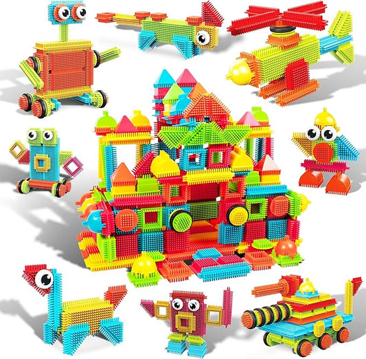 PicassoTiles 240pcs Hedgehog Interlocking Building Shape 3D Blocks, STEAM Educational, Creative, Fun Construction Playset, Sensory Toy Gift for Preschool and Kindergarten Kids, Ages 3 and Up, PTB240