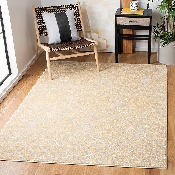 SAFAVIEH Adirondack Collection Accent Rug - 4' x 6', Gold & Light Grey, Modern Geometric Design, Non-Shedding & Easy Care, Ideal for High Traffic Areas in Entryway, Living Room, Bedroom (ADR241D)