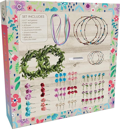 Hapinest Make Your Own Flower Crown Kit & Bracelet Craft Kit, DIY Flower Crown Making Kit Headband Making Kit Perfect Birthday Gifts, Arts and Crafts for Girls & Boys Ages 6 7 8 9 10 Years Old & Up