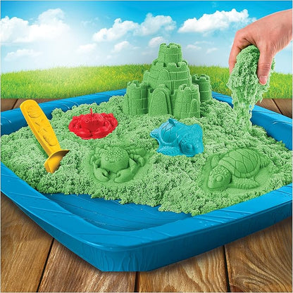 Kinetic Sand, Sandbox Playset with 1lb of Green and 3 Molds, for Ages 3 and up