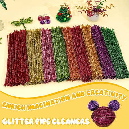 Pipe Cleaners, 100PCS Christmas Pipe Cleaners Craft Supplies, Light Golden Pipe Cleaners Bulk Fuzzy Sticks for DIY Art and Craft Projects Home Decoration