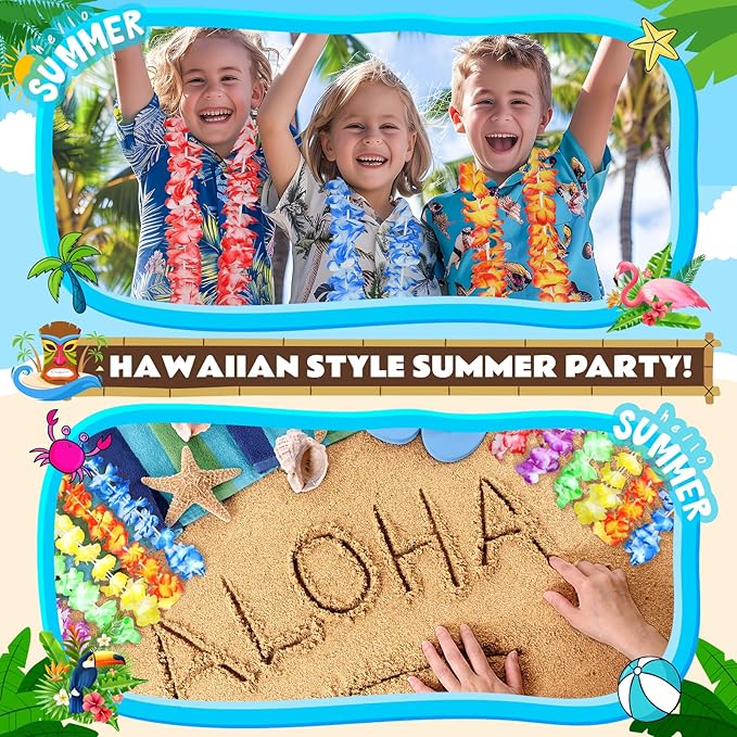 Joycover Pool Party Favors Beach Party Favors 122 PCS Hawaiian Pool Beach Party Decorations, Hawaiian Leis For Luau Party Decorations, Beach Balls, Kids Sunglasses, Pool Party Supplies, Summer Toys…