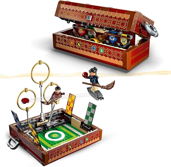 LEGO Harry Potter Quidditch Trunk Playset for 1 or 2 Players with Customizable Minifigures of Draco Malfoy, Cedric Diggory, Cho Chang and Golden Snitch, Travel Toy for Boys and Girls 76416