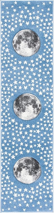 SAFAVIEH Carousel Kids Collection Runner Rug - 2' x 8', Light Blue & Grey, Non-Shedding & Easy Care, Ideal for High Traffic Areas for Boys & Girls in Playroom, Nursery, Bedroom (CRK135L)