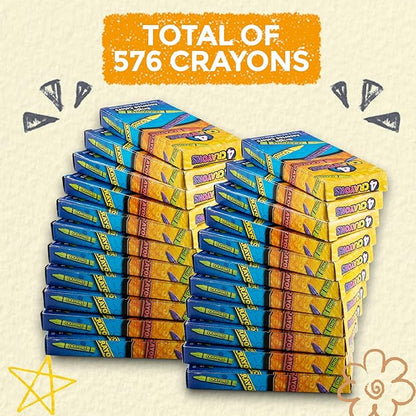Bedwina Bulk Crayons - 576 Crayons - Case of 144 4-Packs, Premium Color Crayons Bulk School Supplies for Kids and Toddlers Bulk Non-Toxic for Party Favors, Restaurants, Goody Bags Stocking Stuffers