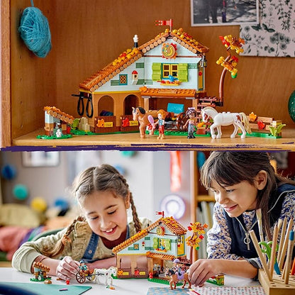 Lego Friends Autumn’s Horse Stable 41745 Building Toy, Role-Play Fun for Kids Ages 7+, with 2 Mini-Dolls and 2 Horses, Carriage and Riding Accessories, A Gift Birthday Gift for Kids Who Love Horses
