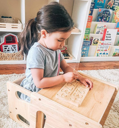 Montessori & Me Wood Number Tracing Board - Montessori Wooden Numbers and Shapes Complements Wooden Letter Tracing Board - Large Wooden Print Numbers for Toddler to Preschool