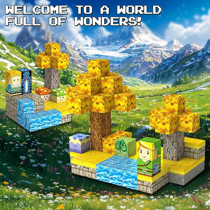 Magnetic Building Blocks for BOTW Fans, Koroks Magnet Cubes Blocks for Kids 5-7, STEM Building Game Sensory Outdoor Toys Christmas Birthday Gift for Boys&Girls, 54PCS