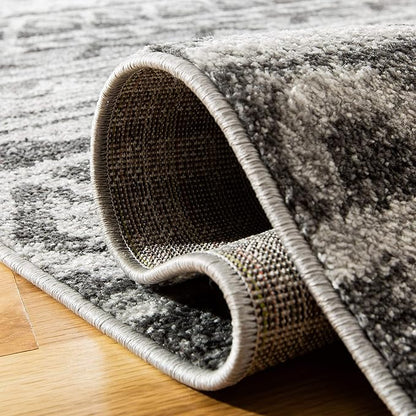 SAFAVIEH Adirondack Collection Area Rug - 4' Square, Ivory & Charcoal, Moroccan Boho Distressed Design, Non-Shedding & Easy Care, Ideal for High Traffic Areas in Living Room, Bedroom (ADR119N)