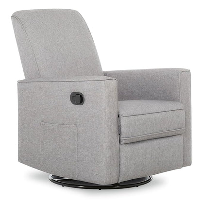 Evolur Raleigh Glider in Light Grey, Upholstered Plush Seating 360° Swivel Glider Rocking Chair, FSC Certified, Greenguard Gold & JPMA Certified Nursery Glider Recliner