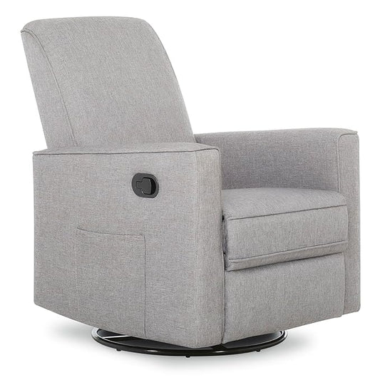 Evolur Raleigh Glider in Light Grey, Upholstered Plush Seating 360° Swivel Glider Rocking Chair, FSC Certified, Greenguard Gold & JPMA Certified Nursery Glider Recliner