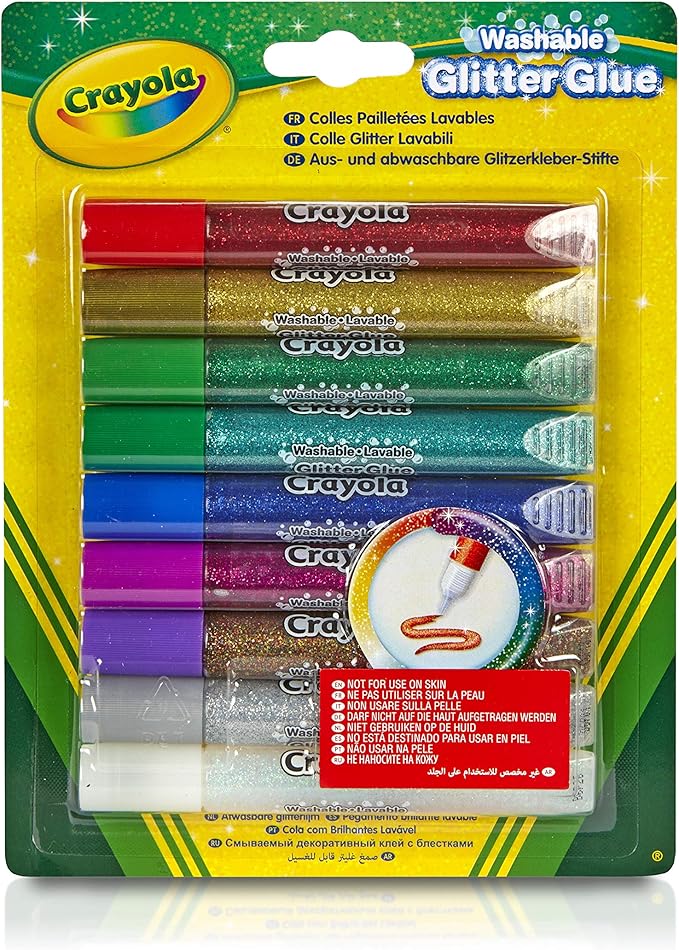 Crayola Washable Glitter Glue Pens, 9 Count, Colors may vary