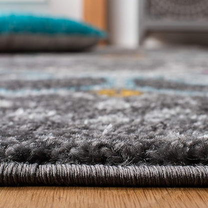 SAFAVIEH Amsterdam Collection Runner Rug - 2'3" x 6', Dark Grey & Ivory, Moroccan Boho Design, Non-Shedding & Easy Care, Ideal for High Traffic Areas in Living Room, Bedroom (AMS108H)