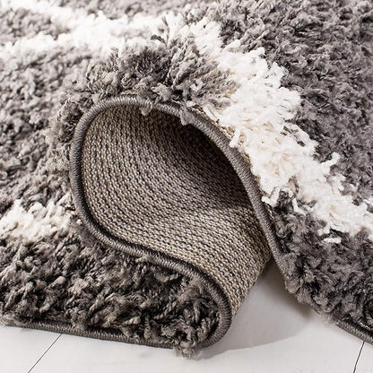 SAFAVIEH Dallas Shag Collection 2'3" x 8' Dark Grey/Ivory SGDS257A Trellis Non-Shedding Living Room Bedroom Dining Room Entryway Plush 1.5-inch Thick Runner Rug