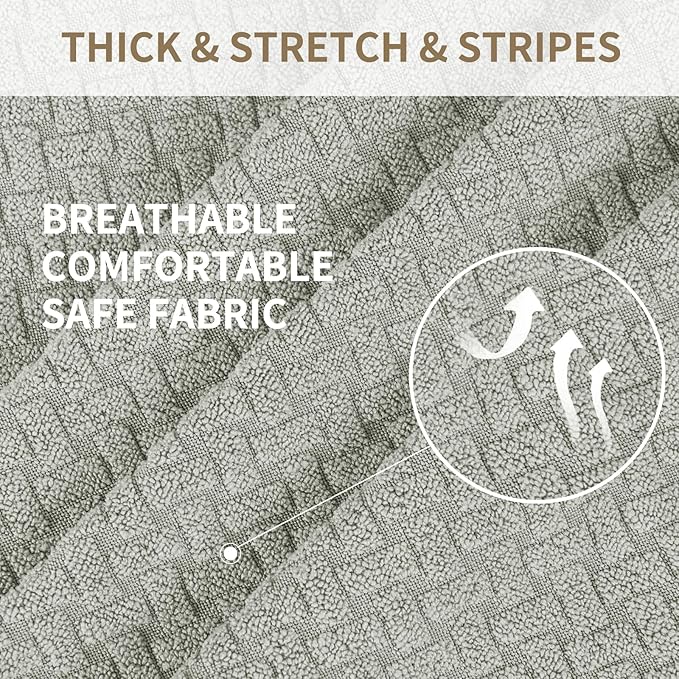 JIVINER 8-Piece Recliner Sofa Covers Stretch Jacquard Couch Covers for Recliner Slipcovers for Living Room 3 Cushion Soft Recliner Protector with Pocket (Sofa Recliner, Ivory)