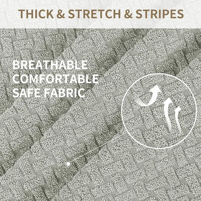 JIVINER 8-Piece Recliner Sofa Covers Stretch Jacquard Couch Covers for Recliner Slipcovers for Living Room 3 Cushion Soft Recliner Protector with Pocket (Sofa Recliner, Ivory)