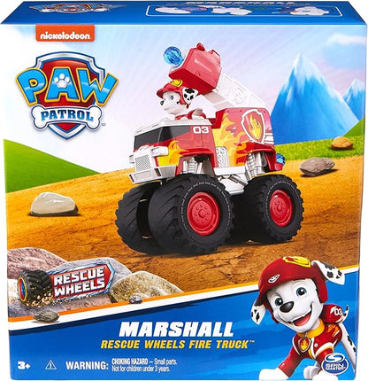 Paw Patrol: Rescue Wheels Marshall’s Firetruck, Toy Truck with Projectile Launcher and Collectible Action Figure, Kids Toys for Boys & Girls Ages 3+