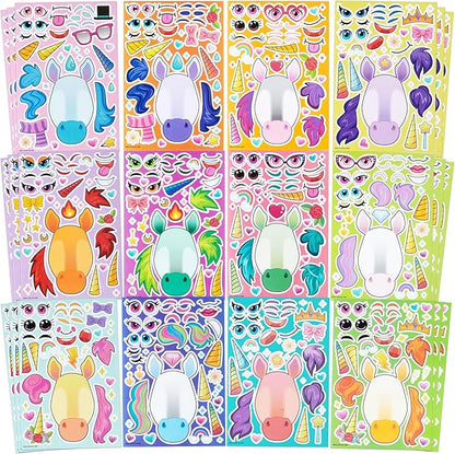 JOYIN 36PCS 9"x6" Make a face Stickers for Kids, Make Your Own Fantasy Unicorn Stickers, Party Favors Kids Crafts, Goodie Bags Stuffers, Classroom Rewards