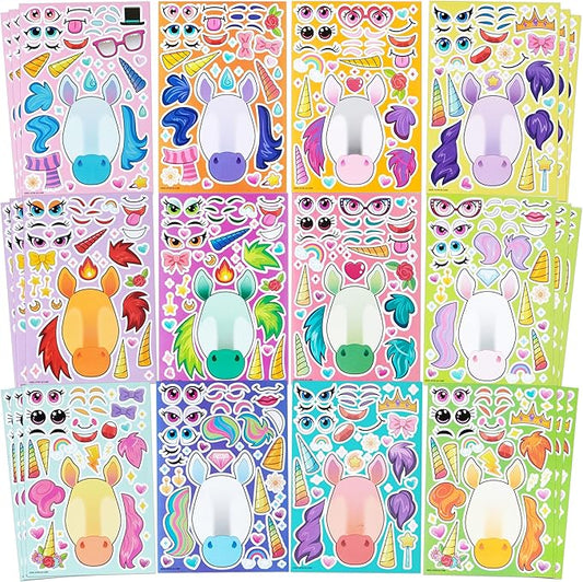 JOYIN 36PCS 9"x6" Make a face Stickers for Kids, Make Your Own Fantasy Unicorn Stickers, Party Favors Kids Crafts, Goodie Bags Stuffers, Classroom Rewards